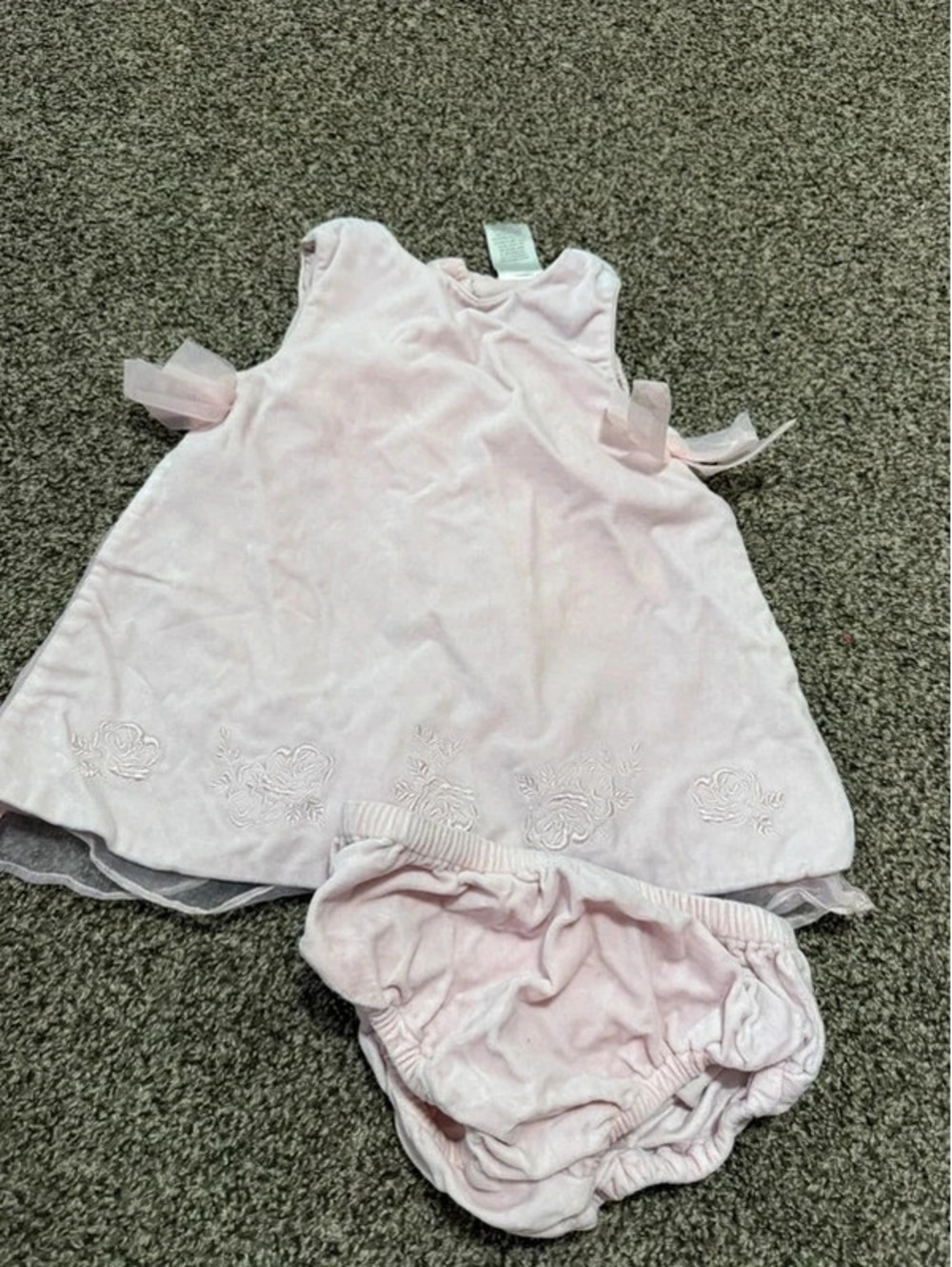 Vintage 2004 Gymboree Baby Girl 6-12M Pink Embroidered Dress Bloomers Set